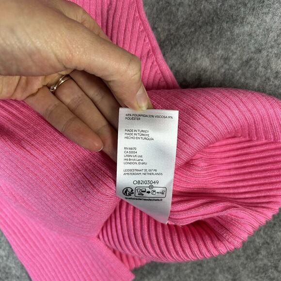 Anthropologie Pilcro High Neck Ribbed Knit Tank Sweater Womens Small Hot Pink - Picture 6 of 9